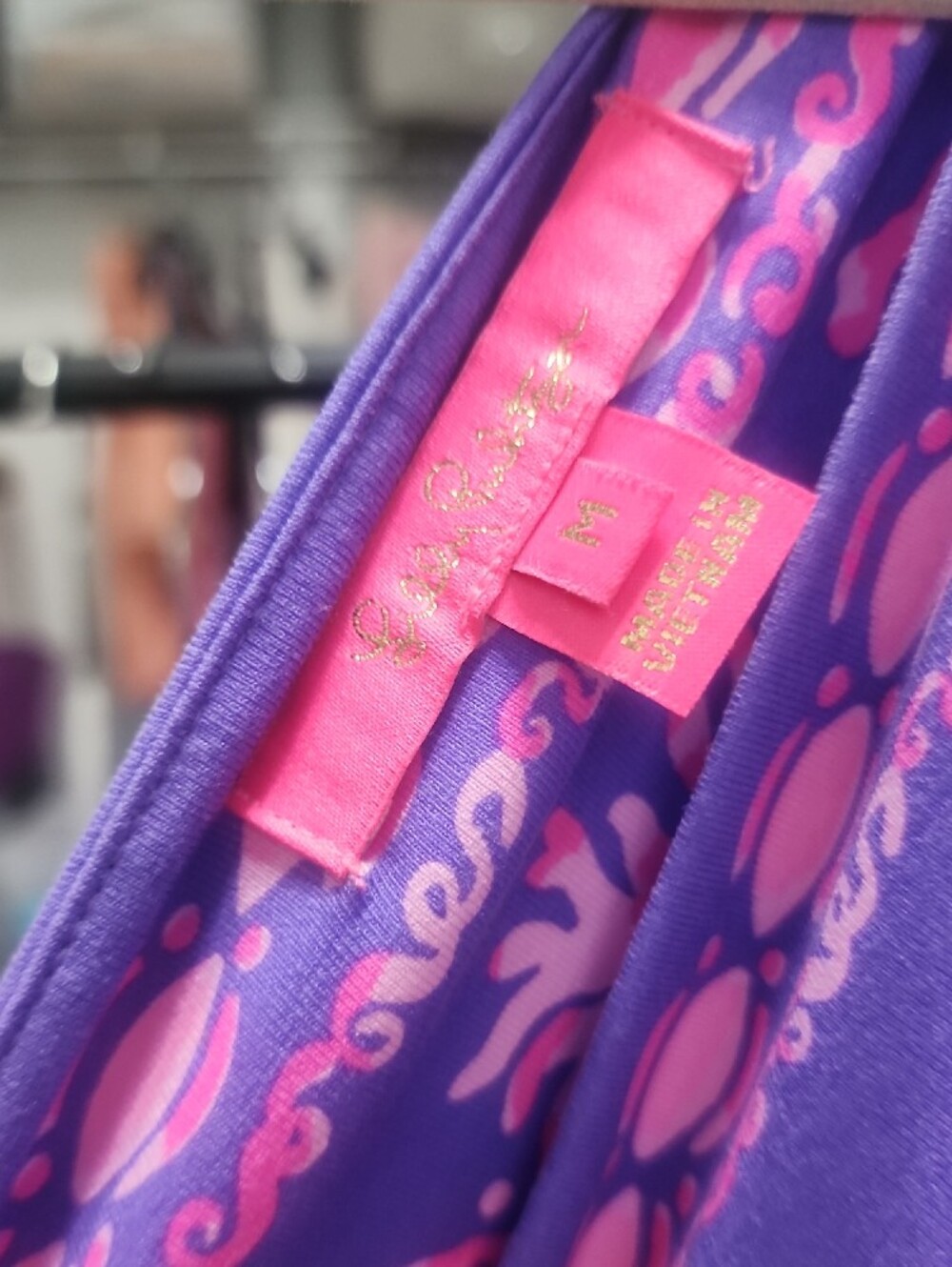 Lilly Pulitzer Sz M VEUC Purple Maxi Dress with Pink Print - Picture 3 of 4